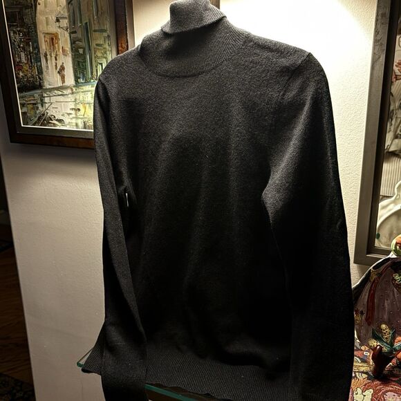 Alex Marie Sweater Womens Large Black Cashmere Tight Knit Turtleneck Pullover - Picture 4 of 11